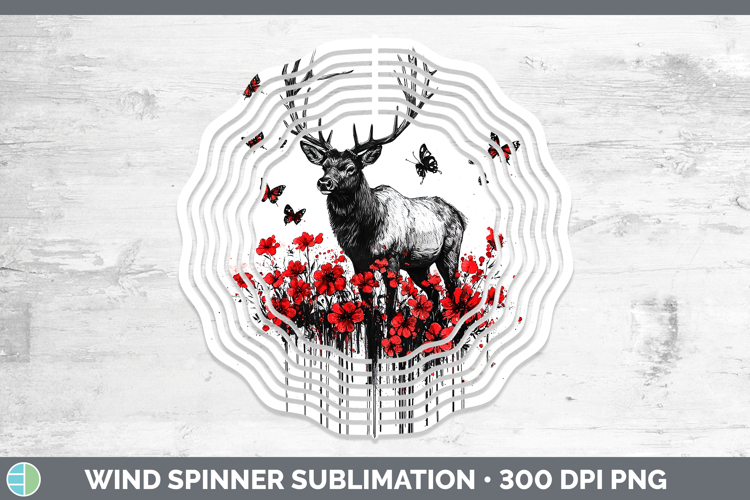 Red Drips Elk Wind Spinner Sublimation Spinner Designs