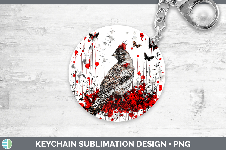 Red Drips Grouse Keychain Sublimation Keyring Designs