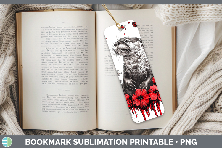 Red Drips Otter Bookmark Sublimation Printable Designs