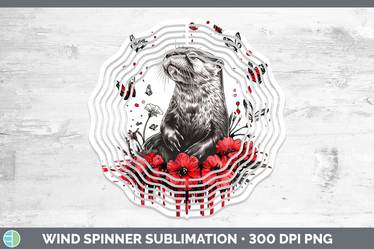 Red Drips Otter Wind Spinner Sublimation Spinner Designs