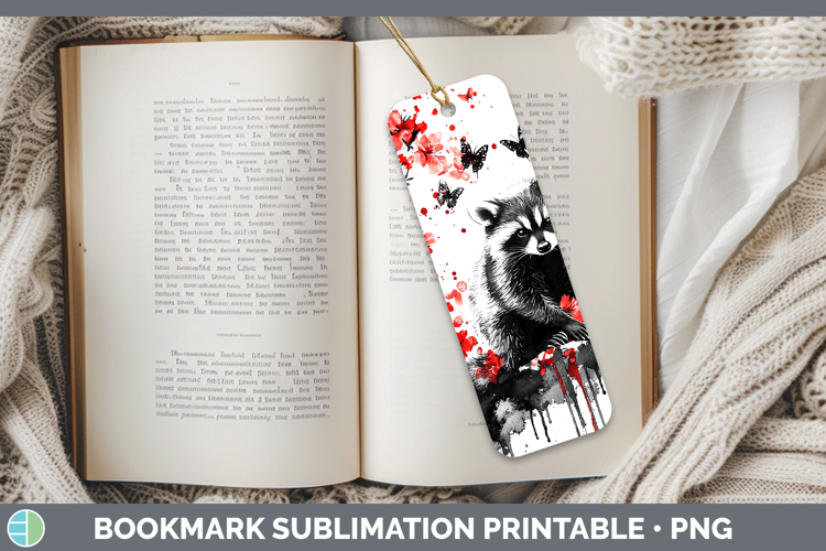 Red Drips Raccoon Bookmark Sublimation Printable Designs