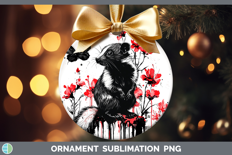 Red Drips Skunk Ornament Sublimation Bauble Designs