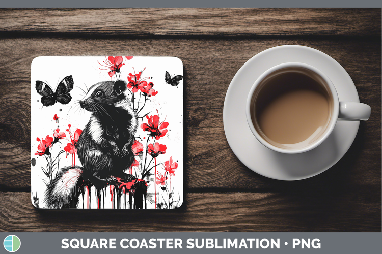 Red Drips Skunk Square Coaster Sublimation Coaster Designs
