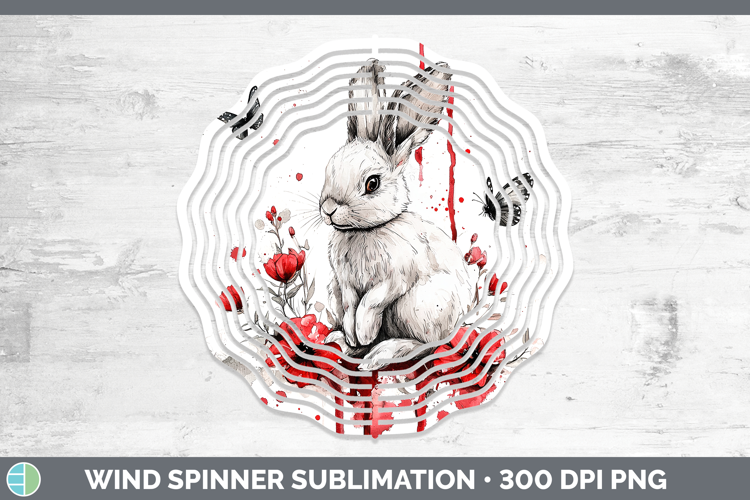 Red Drips Snowshoe Hare Wind Spinner Sublimation Spinner Des
