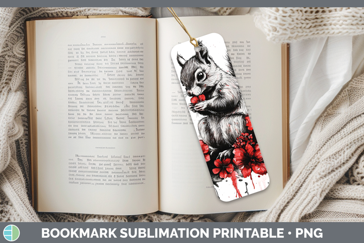 Red Drips Squirrel Bookmark Sublimation Printable Designs