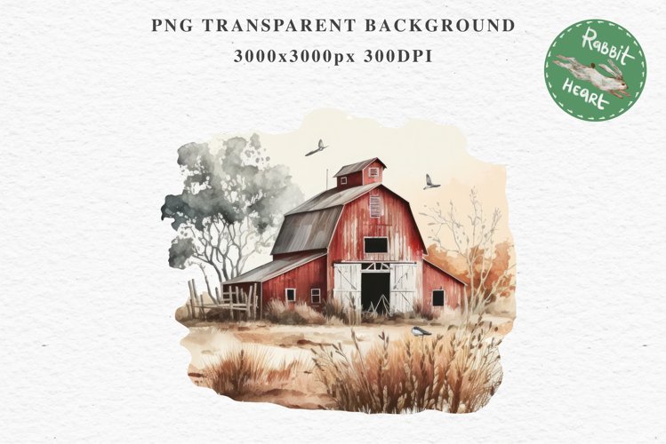 Red Farm Barn Landscape Field House Watercolor Clipart PNG  Transparent Print for invitation t-shirt designs sublimation kids printable digital  watercolor red old farm barn house png, landscape clipart, Farm life jpeg sublimation clip art