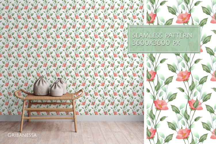 Red Floral Seamless Pattern