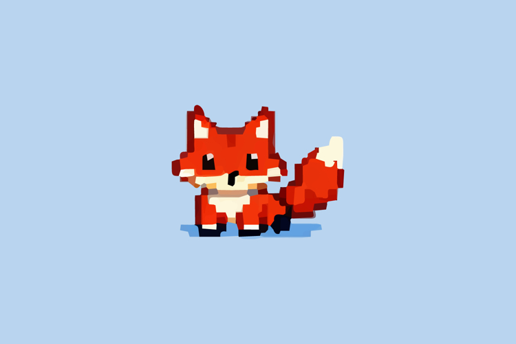 Red Fox Pixel Art Design Vector