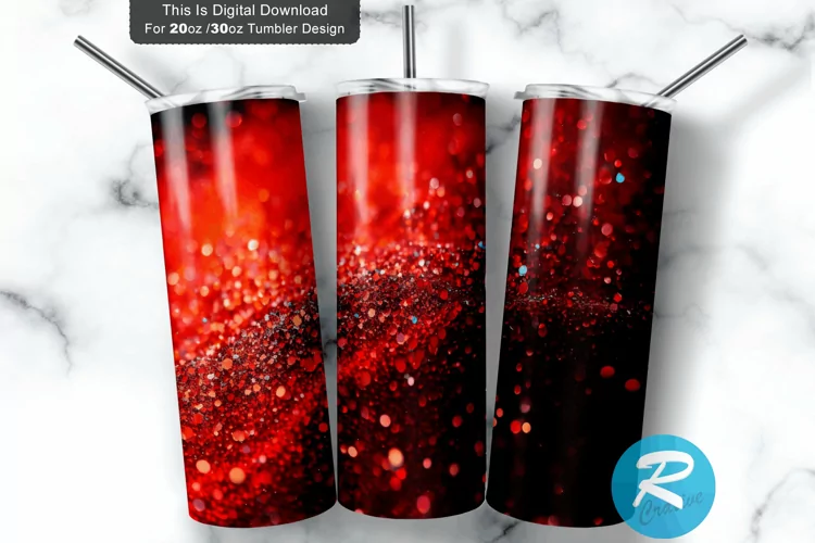 Red Glitter Colorful 20oz/30oz Skinny Tumbler