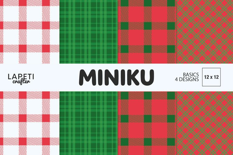 Red and green Christmas digital papers with festive plaid patterns