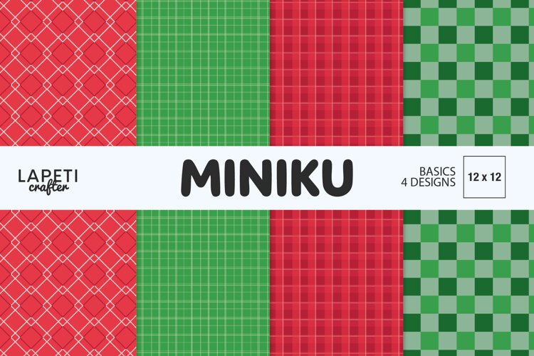 Red and green Christmas plaid digital papers with festive coordinating patterns