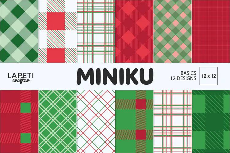 Red Green Christmas Plaid Papers with Festive Check Patterns