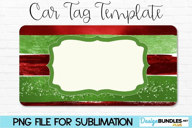 Christmas Sublimation Car Tag Template | Red Green Shine Tag