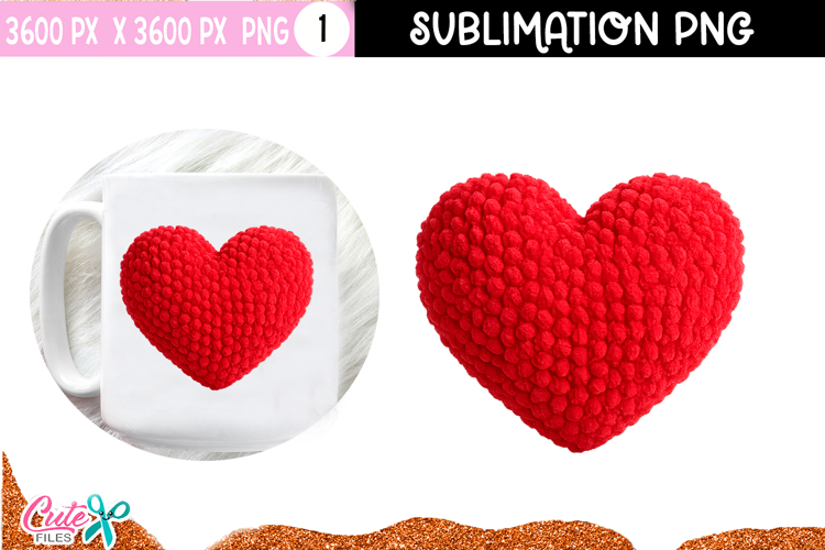 Red Heart Crochet valentine Sublimation Design |DTF Transfer