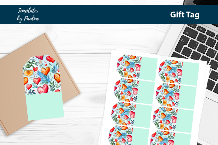 Red Heart Gift Tag Sheet, Printable Heart Product Label