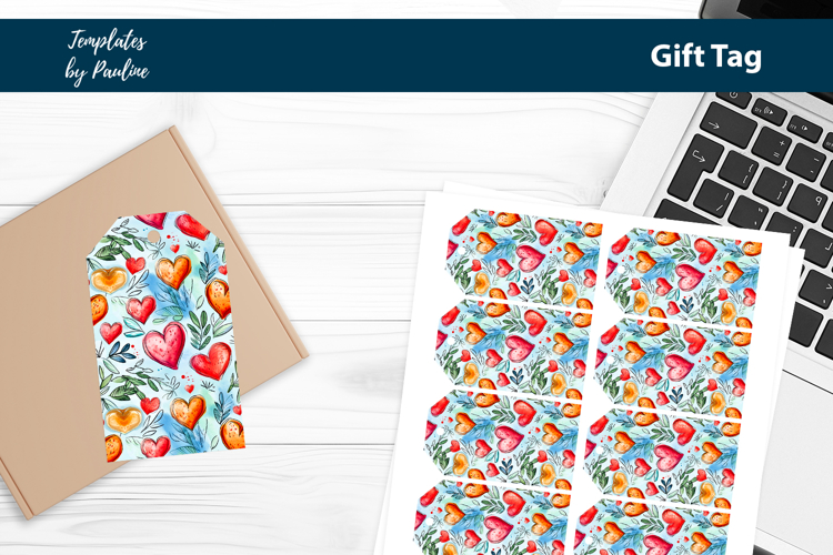 Red Heart Gift Tag Sheet, Printable Heart Product Label