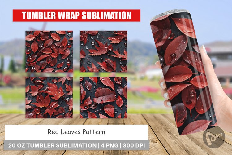 Tumbler Wrap Red Leaves Pattern