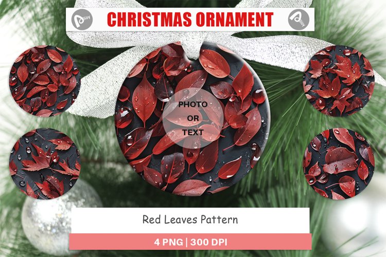 Christmas Ornaments Red Leaves Pattern