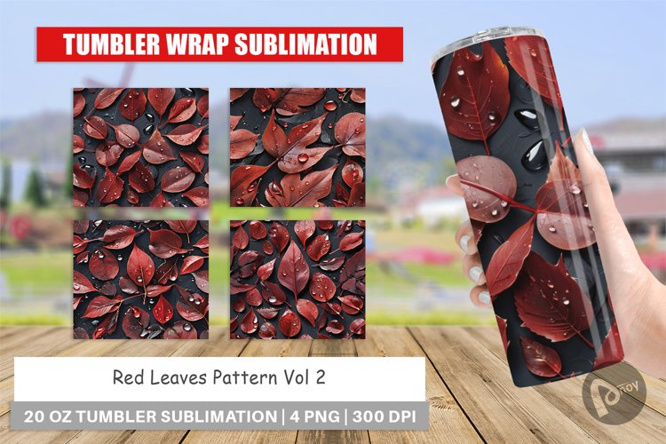 Tumbler Wrap Red Leaves Pattern