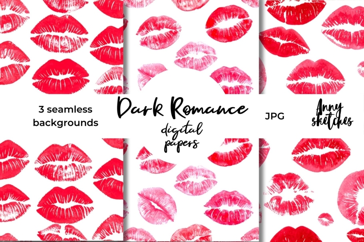 Red Lip Stains Seamless Pattern Kiss Dark Romance