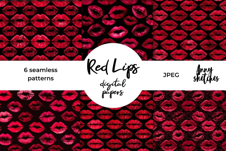 Red Lip Stains Seamless Pattern Kiss Dark Romance