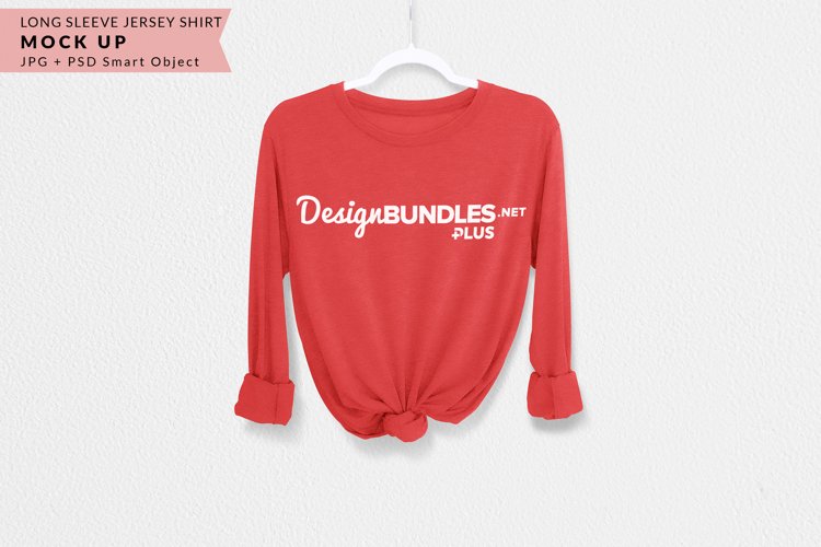Red Triblend Unisex Jersey Long-Sleeve T-Shirt Mock up example image 1