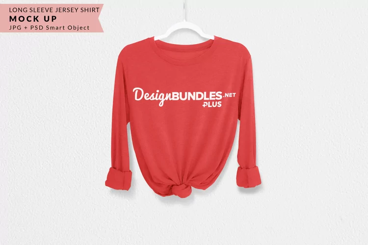 Red Triblend Unisex Jersey Long-Sleeve T-Shirt Mock up