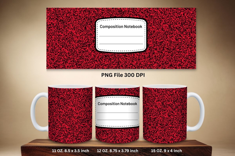 11oz & 15oz Mug Composition Book Design Teacher School Theme