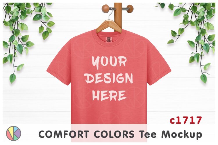 Red Orange Comfort Colors 1717 T-Shirt Mockup.