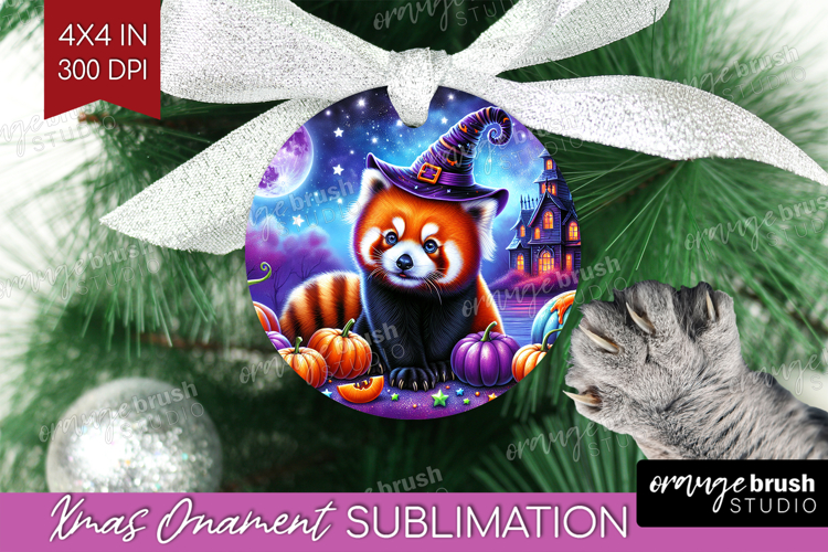 Red Panda Halloween Ornament PNG Cute Animal PNG Sublimation