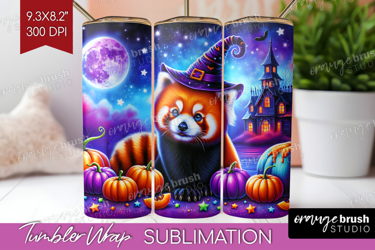 Red Panda Halloween Tumbler Wrap Cute Animal Tumbler PNG