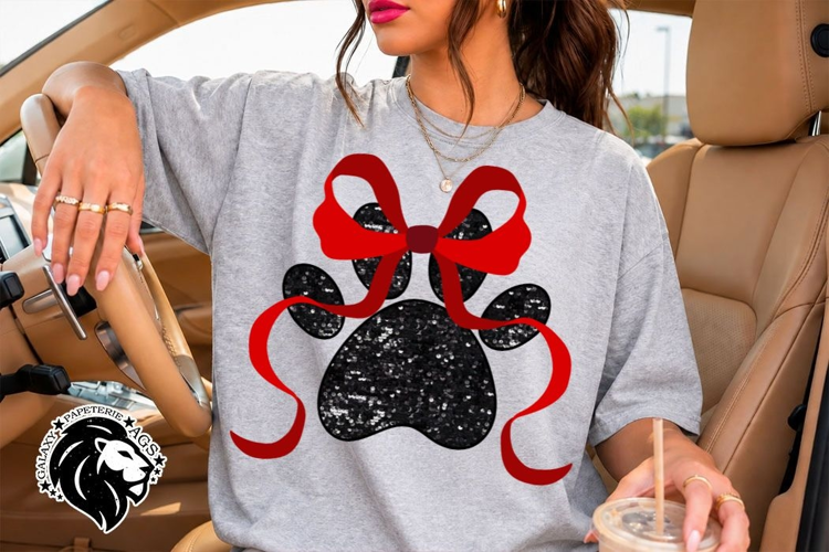 Paw Print Bow PNG | Red School Spirit Sublimation
