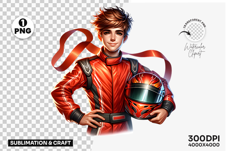 Red Race Driver Suit PNG Clipart Sublimation Design