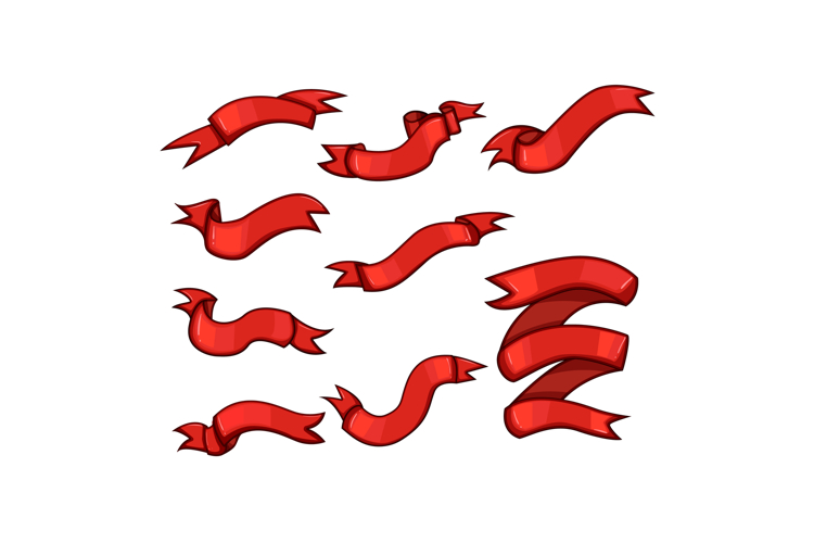 red ribbon retro set cartoon