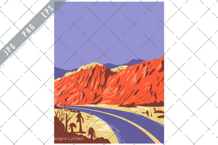 Red Rock Canyon National Conservation Area with road WPA Art example image 1