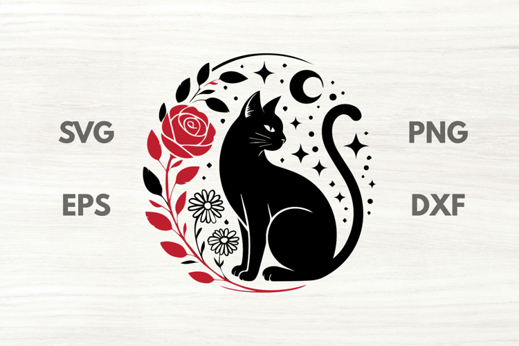 Rose Black Cat SVG