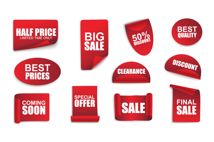 Red Sale Paper Stickers example image 1