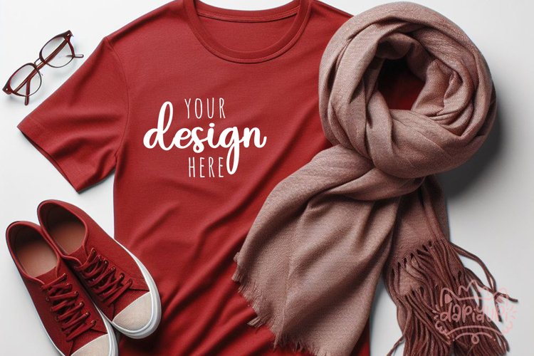 Red T-Shirt Mockup | Fall T-Shirt Mockup