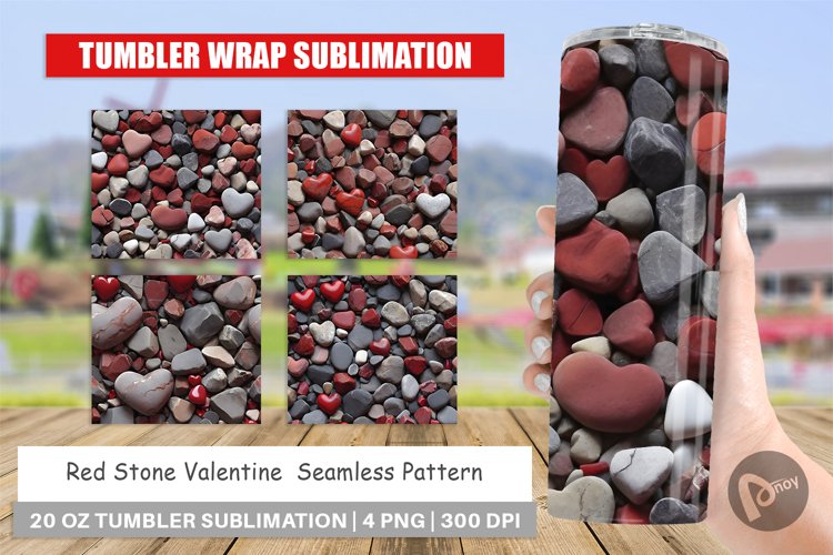 Tumbler Sublimation Wrap Red Stone Valentine example image 1