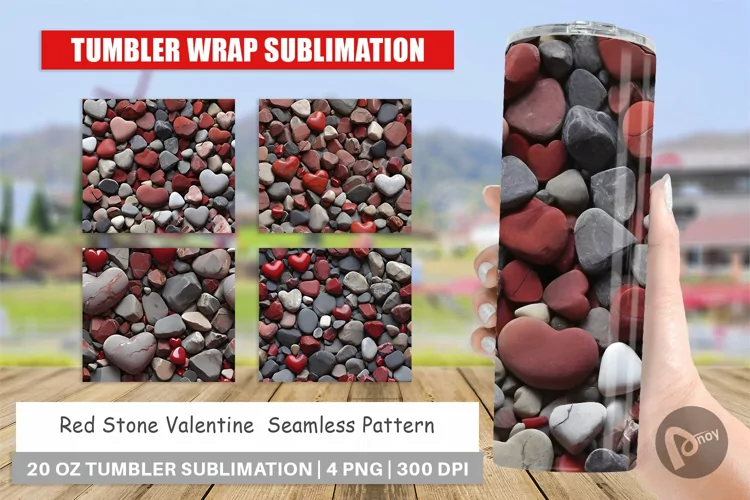 Tumbler Sublimation Wrap Red Stone Valentine