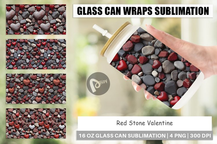 Glass Can Wraps Red Stone Valentine