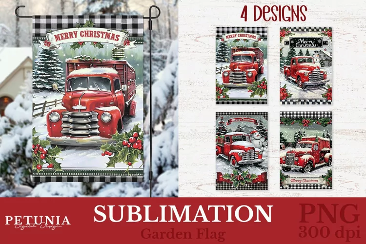 Christmas Garden Flag | Vintage Truck Welcome Garden Flag