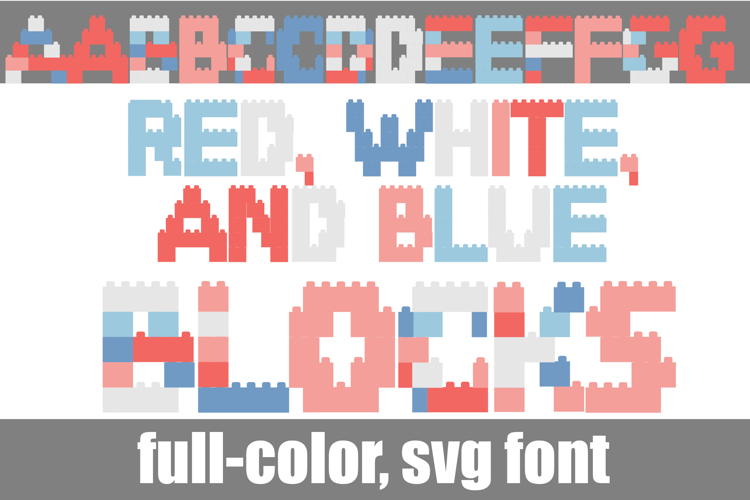 Red, White, and Blue Blocks Too Color Font example image 1