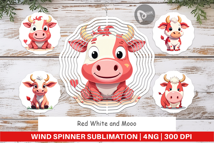 Wind Spinner Red White Moo