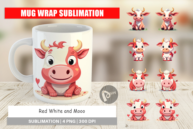Mug Wrap Red White Moo