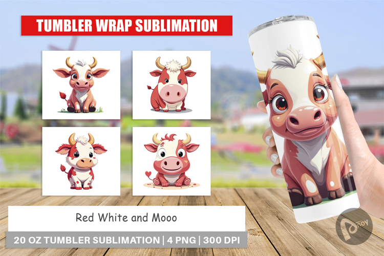Tumbler Red White Moo