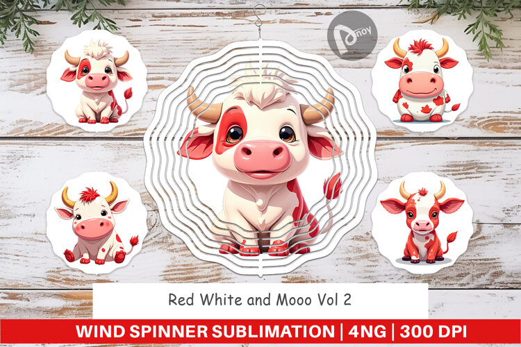 Wind Spinner Red White Moo example image 1