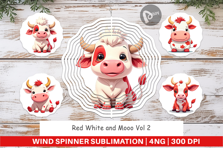 Wind Spinner Red White Moo