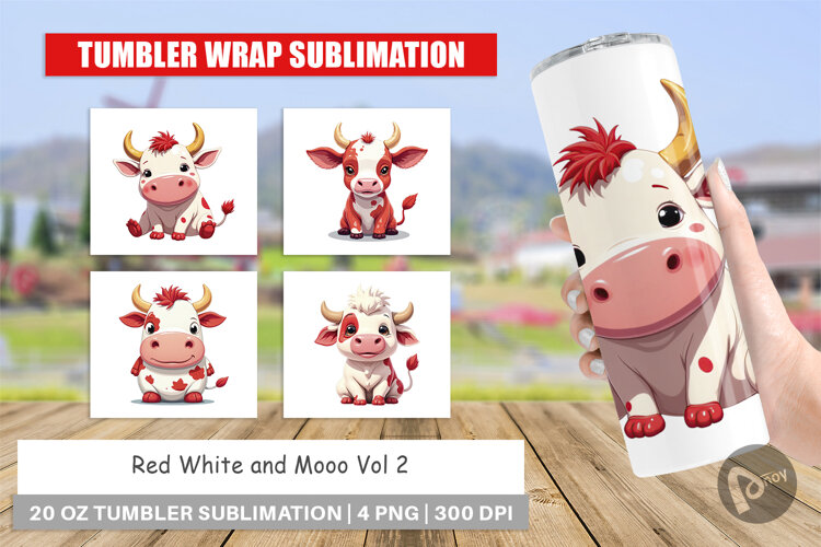 Tumbler Red White Moo example image 1