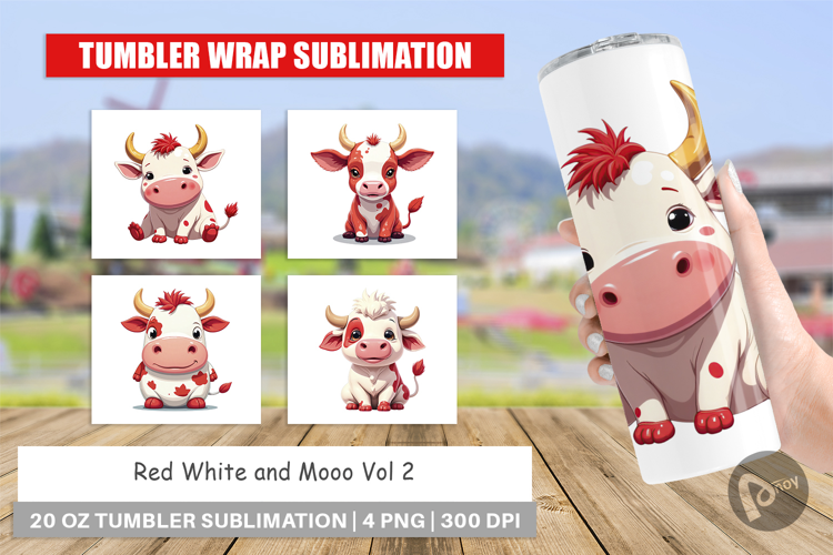 Tumbler Red White Moo